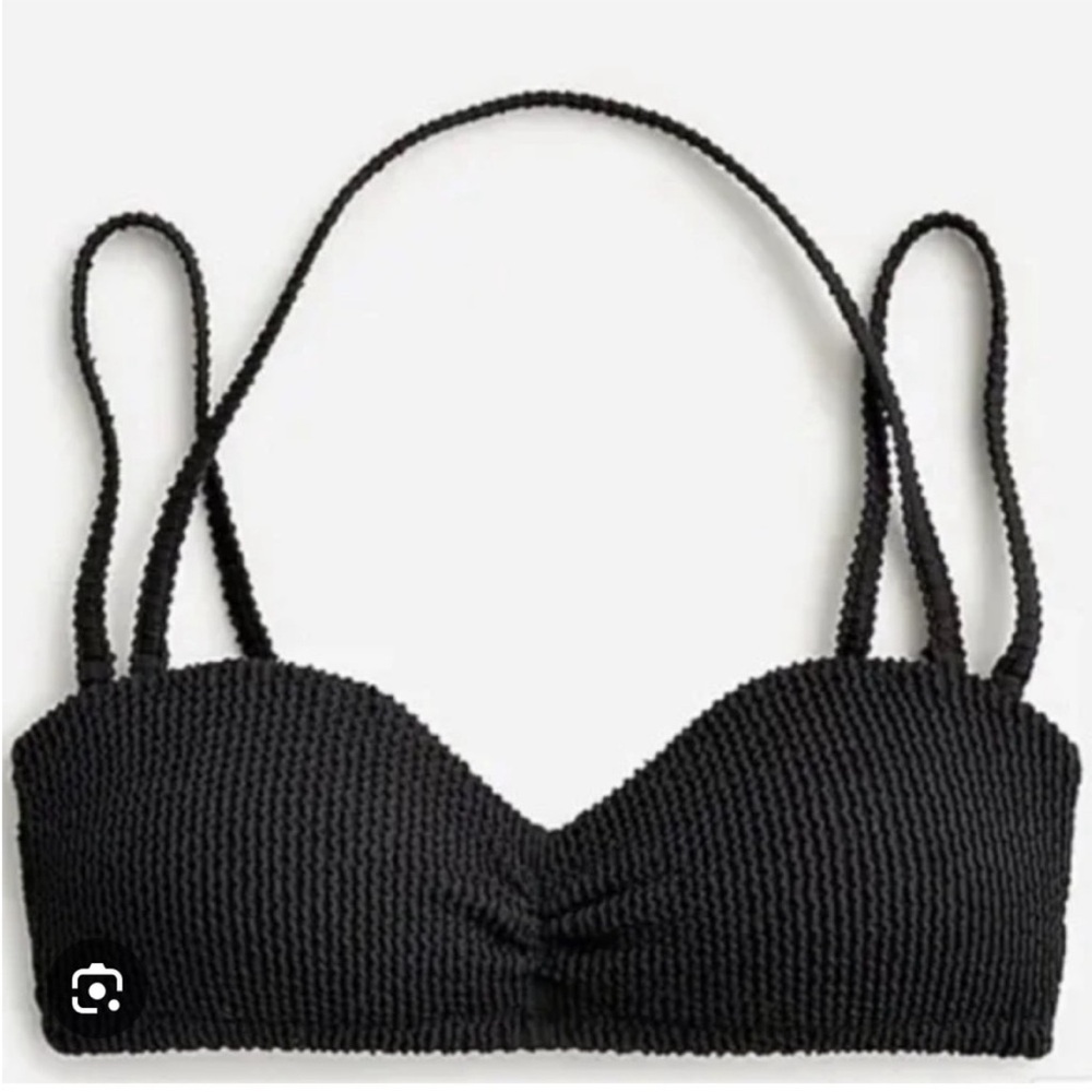 NWT J. Crew Black Scrunchie Sweetheart Bikini Top Only 3X